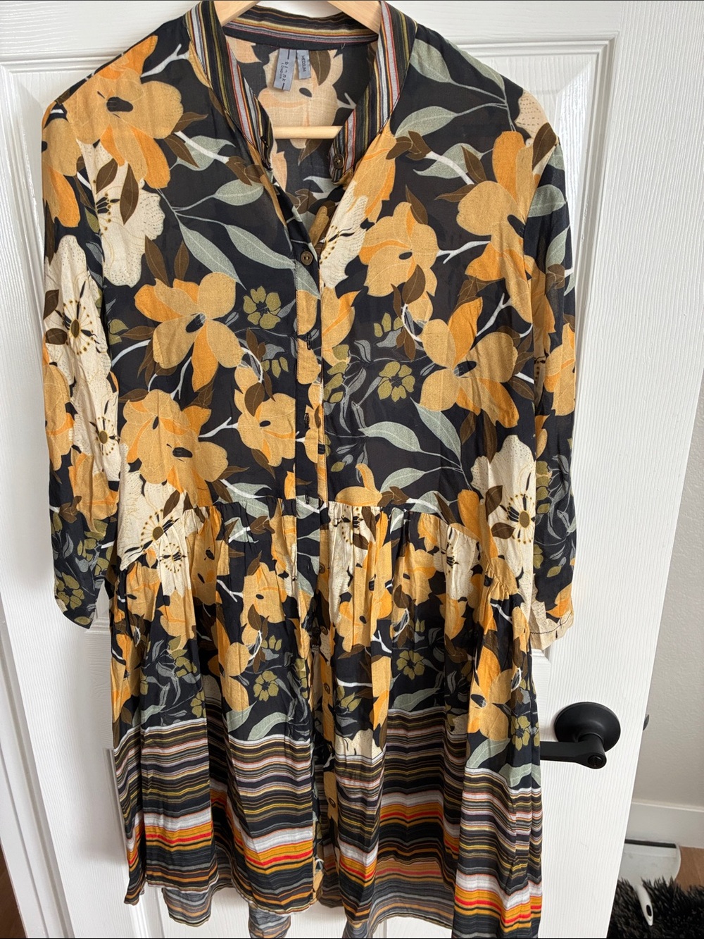 Women's Blank LondonFloral Tiered Shirt Dress with Mustard Bloom